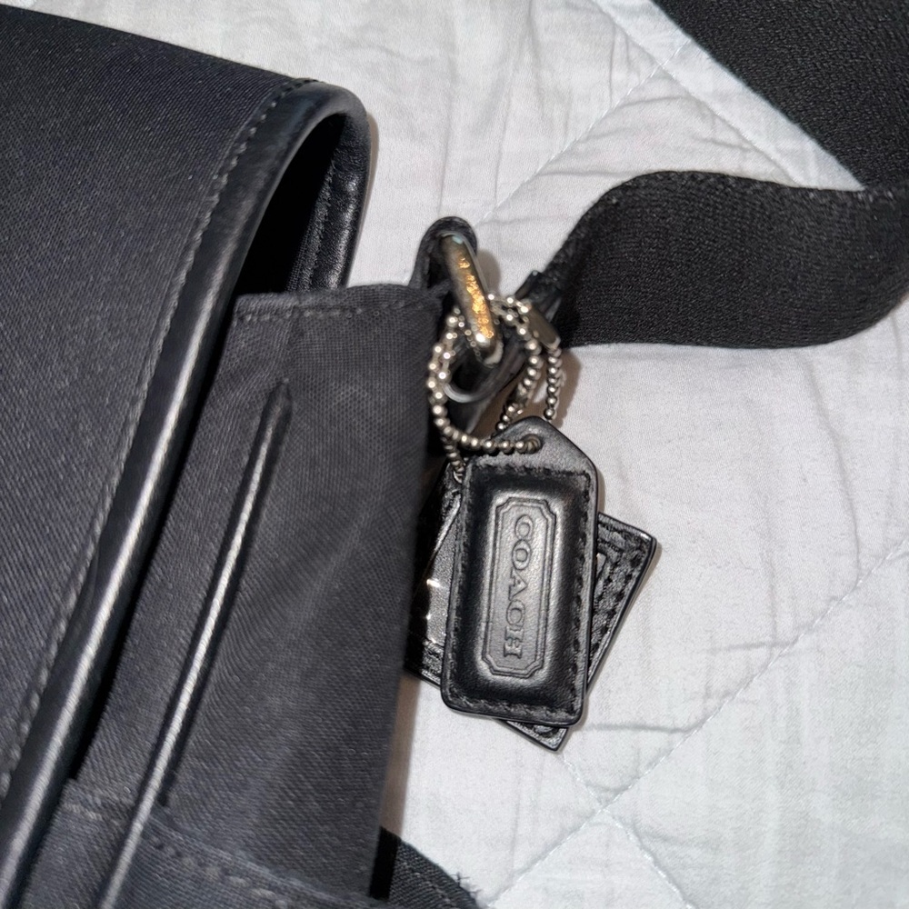 Coach Black Nylon Messenger Bag with Leather Trim - Picture 7 of 8